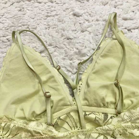 Aerie Sunflower Lace Padded Plunge‎ Bralette Kitchy Mist Yellow Medium - Picture 4 of 7